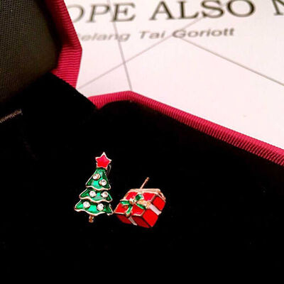 

Christmas Festive Gift Jewelry Color Tree Snowflake Round Stud Earring for Girl Kid Bell Santa Claus Ear Jacket Cuff Earring