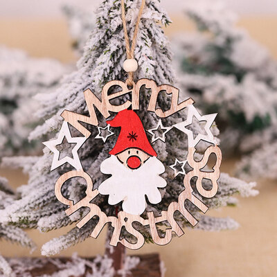 

Christmas Santa Claus Wooden Pendant Ornaments Wood Craft Xmas Decor