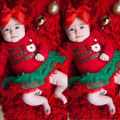 

BABY&39S FIRST CHRISTMAS Baby Girls Xmas Tutu Romper Dress Outfit Santa Costume 0-18M