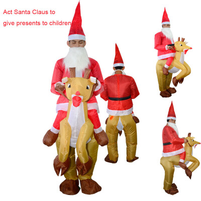 

YIWULAParty Uniforms Inflatable Carnival Funny Costumes Santa Claus And Elk Cosplay