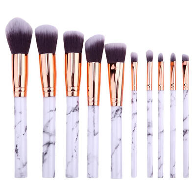 

10pcs Marble Makeup Cosmetic Powder Foundation Eyeshadow Lip Brushes Set