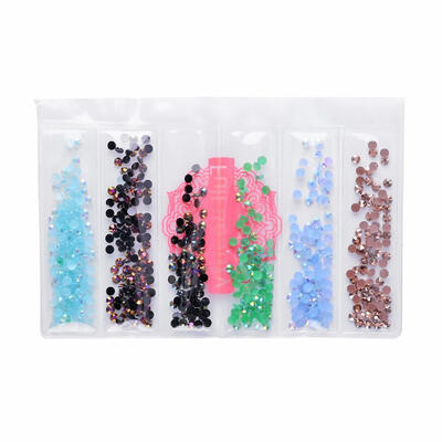 

6 Grids Mix Nail Art Rhinestones Beads Pearls Gorgeous DIY Manicure Charms