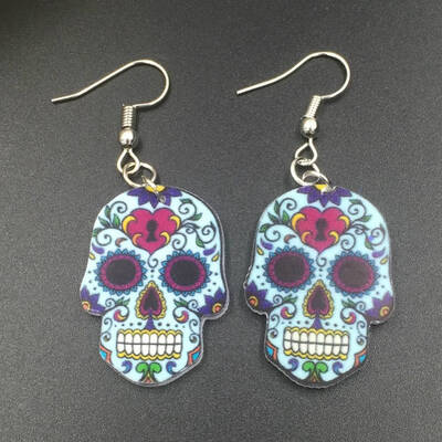 

Drop Flower Skull Head Earrings Acrylic Long Big Dangle Earrings News Women Jewelry Accessories Styles