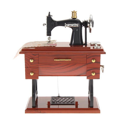 

Retro Plastic Metal Sewing Machine Music Box Mechanical Jewelry Boxes Decor