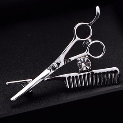 

Chic Gift Crystal Unisex Comb Scissors Barber Tools Corsage Costume Brooch