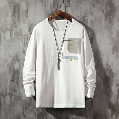 

Toponeto Mens Autumn New Trend Fashion Letter Print Loose Comfortable Long Sleeve Tops