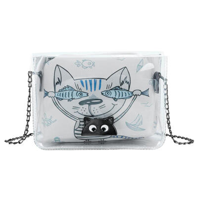 

Transparent Cartoon Chain Shoulder Bags Women Messenger Crossbody Handbags