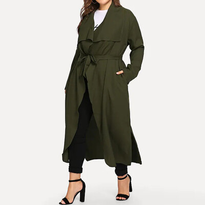 

Gobestart Fashion Women Casual Plus Size Solid Bandage Irregular Loose Outwear Coat