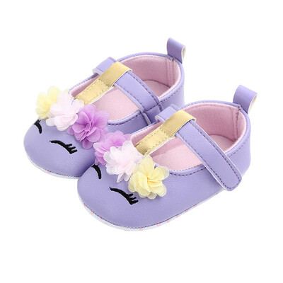 

First Walkers Girlborn Baby Girls Shoes PU Flower Solid Soft Soled Non-slip Footwear Baby Shoes Princess
