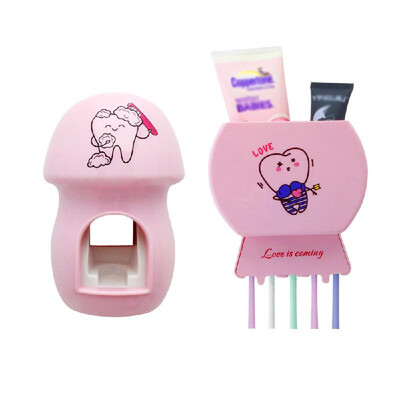 

Bathroom Accessories Set Tooth Brush Toothbrush Holder Toothpaste Dispenser Squeezer Whiteblue