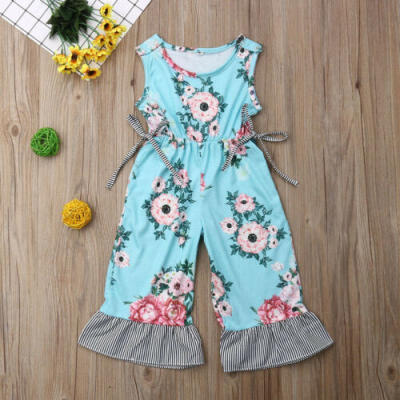 

US Toddler Baby Girl Romper Jumpsuit Bodysuit Bell Bottom Pants Outfit Clothes