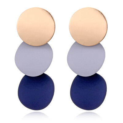 

EK801 Unique Elegant Round Metal Earrings for Women New Geometric Alloy Statement Earrings Fashion Jewelry Gift 3 Colors