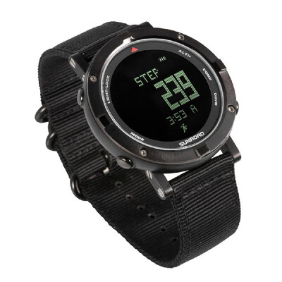 

Men Outdoor Digital Sports Wrist Watch Heart Rate Monitor Pedometer Watch 5ATM Waterproof with Nylon Band