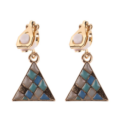 

Simple Sweety Blue Mosaic Stud Triangle Earrings Enamel Square Geometric Pendant Earring for Women Handmade Jewelry