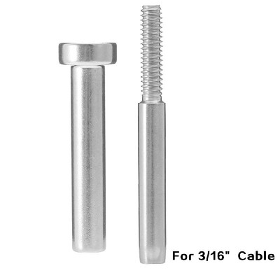 

5PCS Stainless Steel Invisible Receiver Stud Swage End Fitting Cable Threaded Stud Terminal For 18" Cable Railing