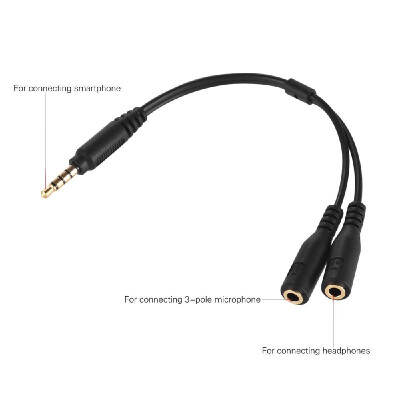 

35mm Microphone Adapter Cable Audio Stereo Mic Converter Cord Two 3-Pole TRS Female to One 4-Pole TRRS Male Plug for iPad iPhone