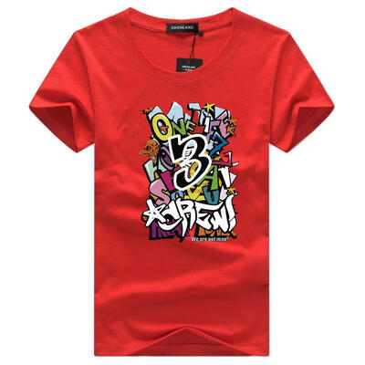 

Mens Cotton T-shirt Letters Printed Casual Fashion T-shirt Mens Outdoor Fun Fitness T-shirt Street Hip-hop Clothing