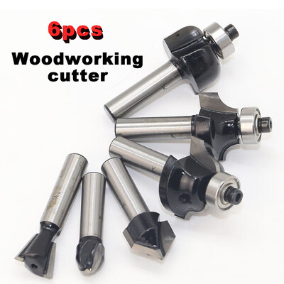 

〖Follure〗6pcs woodworking cutter Shank Chamfer Edge Forming Router Bit Woodworking Tool