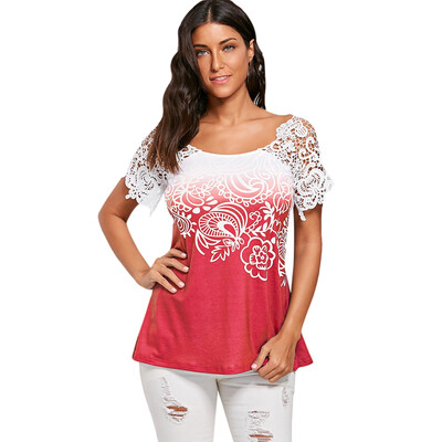 

Floral Lace Trim T-shirt