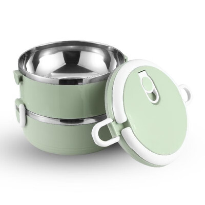 

0530 Portable Double Layer Stainless Steel Insulated Bento Lunch Box Leak Proof Lunch Box Stackable Lunch Box with Lid Two-Tier