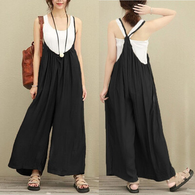 

Tailored Women Wide Leg Pants Vocation Dungarees Casual Jumpsuits Long Trousers Rompers