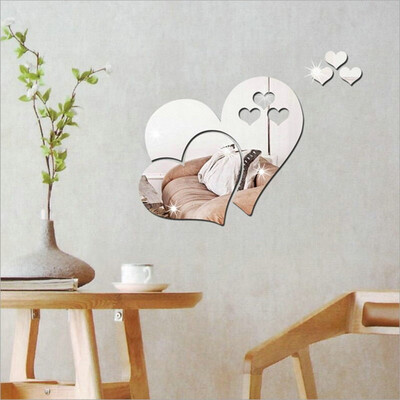 

〖Follure〗3D Mirror Wall Sticker Heart Shaped Art Decal Removable Living Room Home Decor