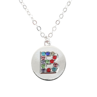 

Silver Alphabet Initial Letter A To Z Pendant Necklace Colorful Rhinestone Pendant Birthday Gifts Christmas Gifts For Women Girls