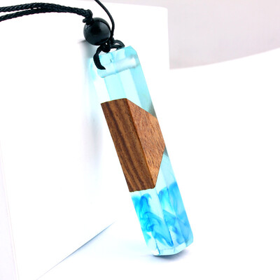 

Hot Natural wood resin Pendant Necklace for Women Men long chain woven rope chain Necklace statement Jewelry Gift