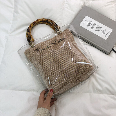 

Tailored Woman Trendy Clear Jelly Shoulder Bags Ladies Bamboo Weave Handbags For Party
