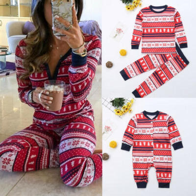 

Christmas Family Matching Cute Pajamas Adult Women Kids Baby Sleepwear Set Plus