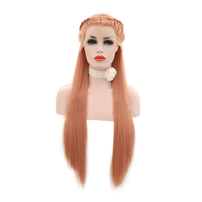 

Gobestart Synthetic Baby Hair Braided Double Lace Front Wig Long Ombre Colorful Wigs