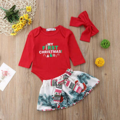 

My 1st Christmas Newborn Girl Baby Clothes Christmas Top Pants Tutu Dress Outfit