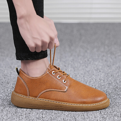 

2018 autumn small shoes mens Korean version of the leisure round head black non-slip waterproof work to work youth social tide sh