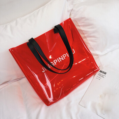 

Tailored Fashion Girl Transparent Jelly Large Capacity Shoulder Bag Beach Bag Handbag