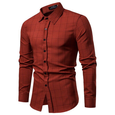 

SUNSIOM Mens Button Up Plaid Casual Shirts Slim Fit Long Sleeve Dress Shirts Tops