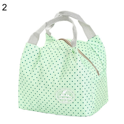 

Striped Dots Tote Lunch Bag Thermal Insulated Portable Picnic Bento Box Pouch