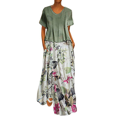 

Summer womens casual print dress two-piece