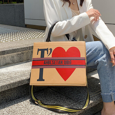 

Bag female 2019 Korean version of the new canvas shopping bag shoulder bag love with the large-capacity tote bag