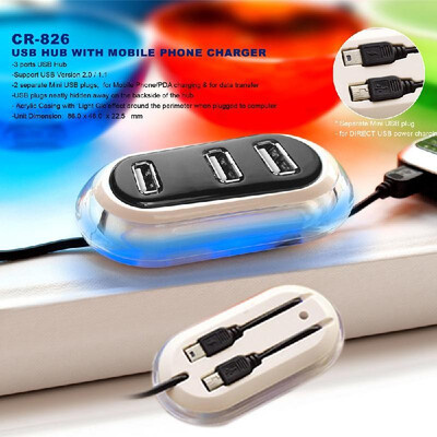 

Portable 3 Port Data Hub High Speed Charger USB20 Hub Plug&Play for Mac PC Cell Phone Silver