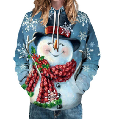 

Yeleo Trosetry Womens 3D Snowman Gift Print Christmas Hoodie Pullover Sweatshirt