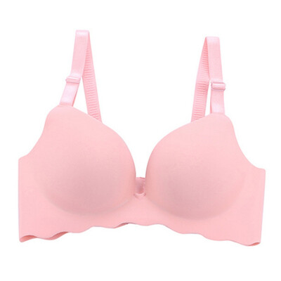 

Smooth Wavy Side Sexy Lingerie 34 Cup One-Piece No Trace No Steel Ring Solid Color Gathered Bra