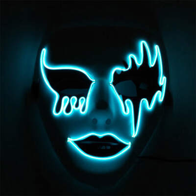 

Luminous Halloween Masquerade Cosplay Mask Full Face Party Grimace Mask Glowing Cold Light Mask Decoration