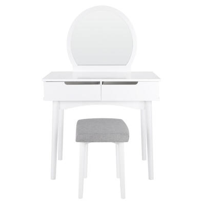 

Greensen Vanity Table Set Makeup Dressing Table with 2 Drawers Round MirrorVanity Table