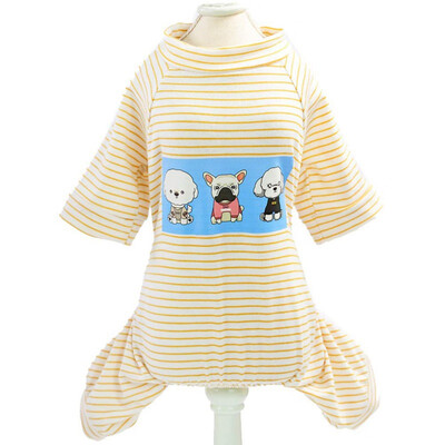 

Soft Cotton Dog Pajamas Striped Small Dogs Jumpsuit Puppy Cats Coat
