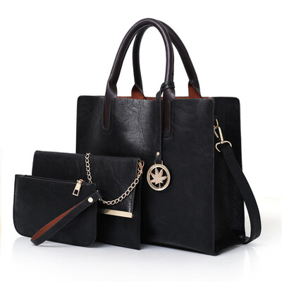 

AOILDLLI Women Bags Set Leather Handbag Women Large Tote Bags Ladies Shoulder Bag Handbag Messenger Bag Purse Sac a Main 3 Pcs
