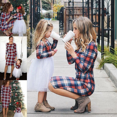 

Mother&Daughter Stripe Dress Matching Women Kid Girls Casual Family Clothes