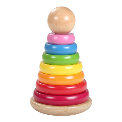 

Boby Rainbow Pagoda Anillo Juguete Rainbow Tower Madera Rainbow Anillo Jenga Bebé Juguetes educativos de aprendizaje temprano 7211