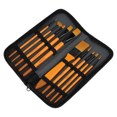 

Greensen Popular Practical 10 Piece Nylon Hair Brush Set Canvas Bag Watercolor Gouache Acrylic Brush