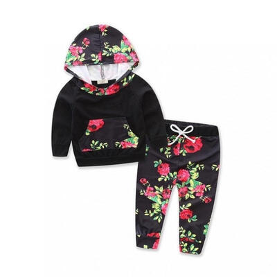 

Fashion Winter Baby Boy Girl Flower Outfit Clothes Shirt Long Sleeve Cotton TopsPants Set
