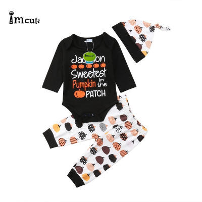 

Newborn Kids Baby Boys Girls Halloween Clothes Romper Pants Hat Outfit Set 3Pcs